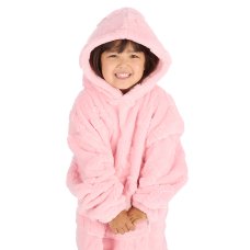 18C1035: Infants Clipped Bows Oversized Plush Hoodie (One Size - 3-6 Years)